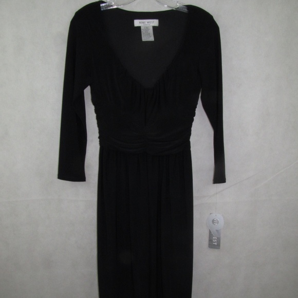 Nine West Dress Size 6 Color Black Stretch Sleeves - Picture 4 of 7